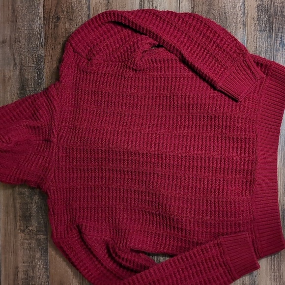 LCR Black Edition Knit Full Zip Sweater in Red Faux Fur Hood Lining - Picture 8 of 11